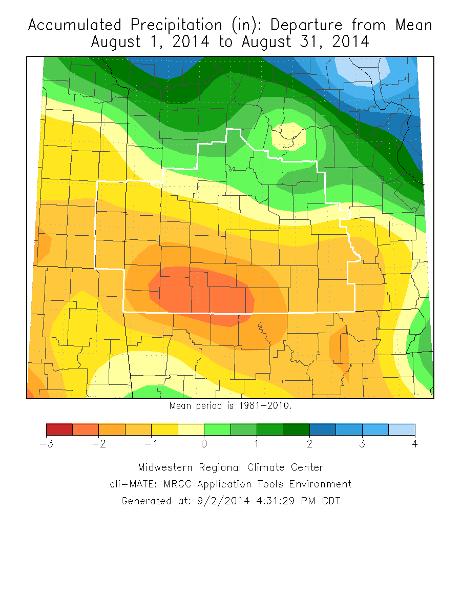 August 2014 Precipitation Departure from Normal