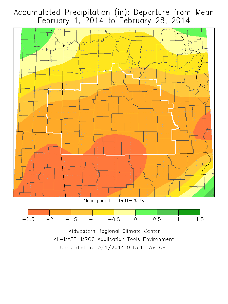 February 2014 Precipitation Departure from Normal