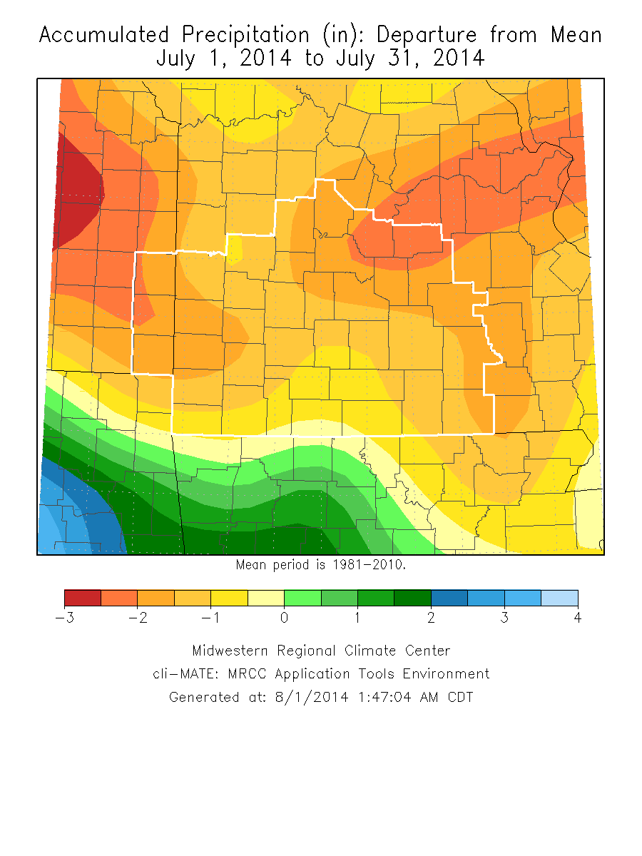 July 2014 Precipitation Departure from Normal