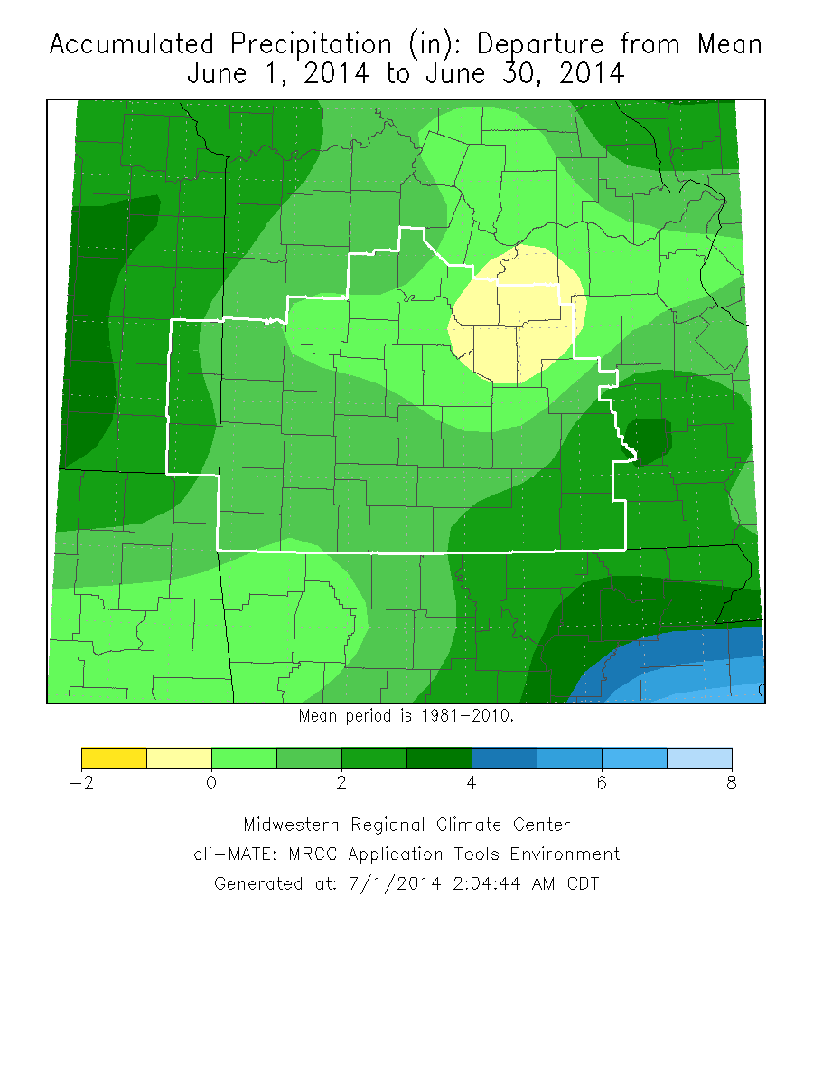 June 2014 Precipitation Departure from Normal