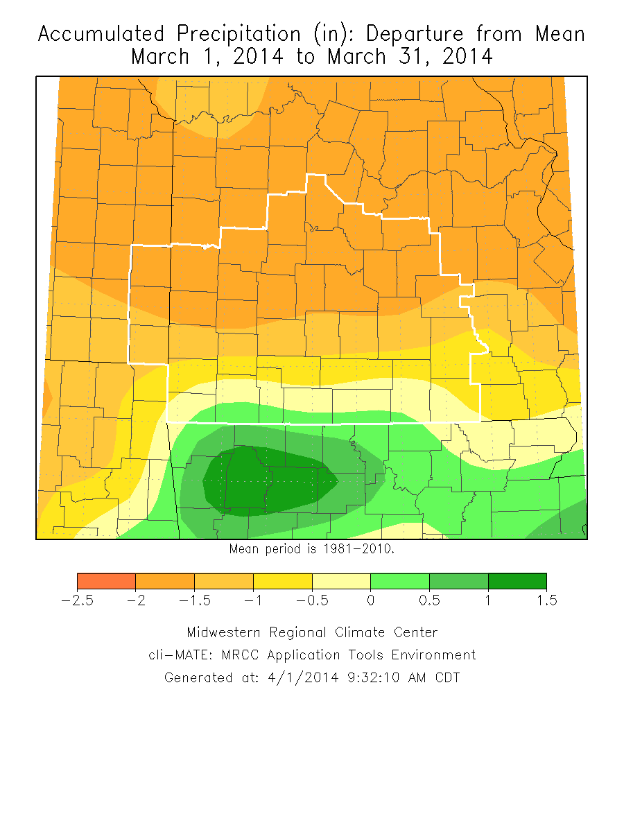 March 2014 Precipitation Departure from Normal