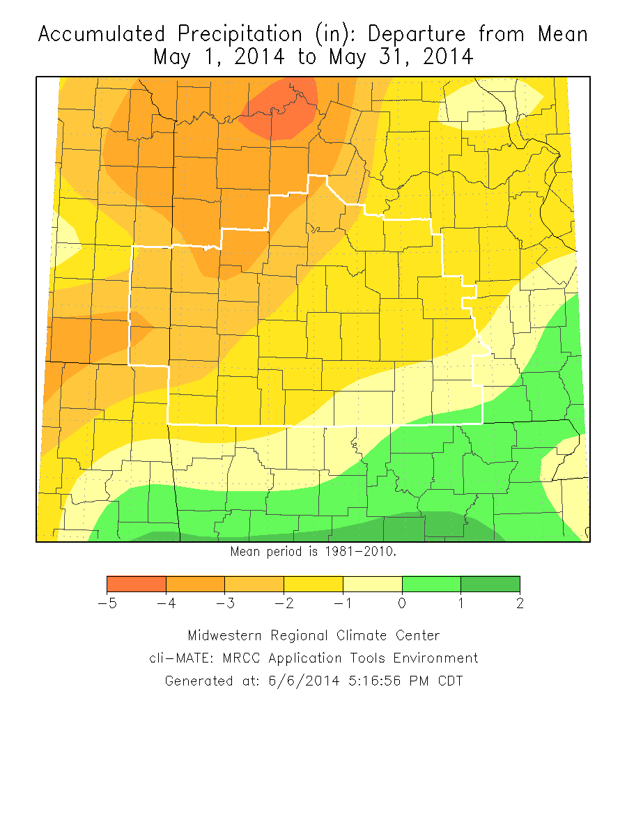 May 2014 Precipitation Departure from Normal