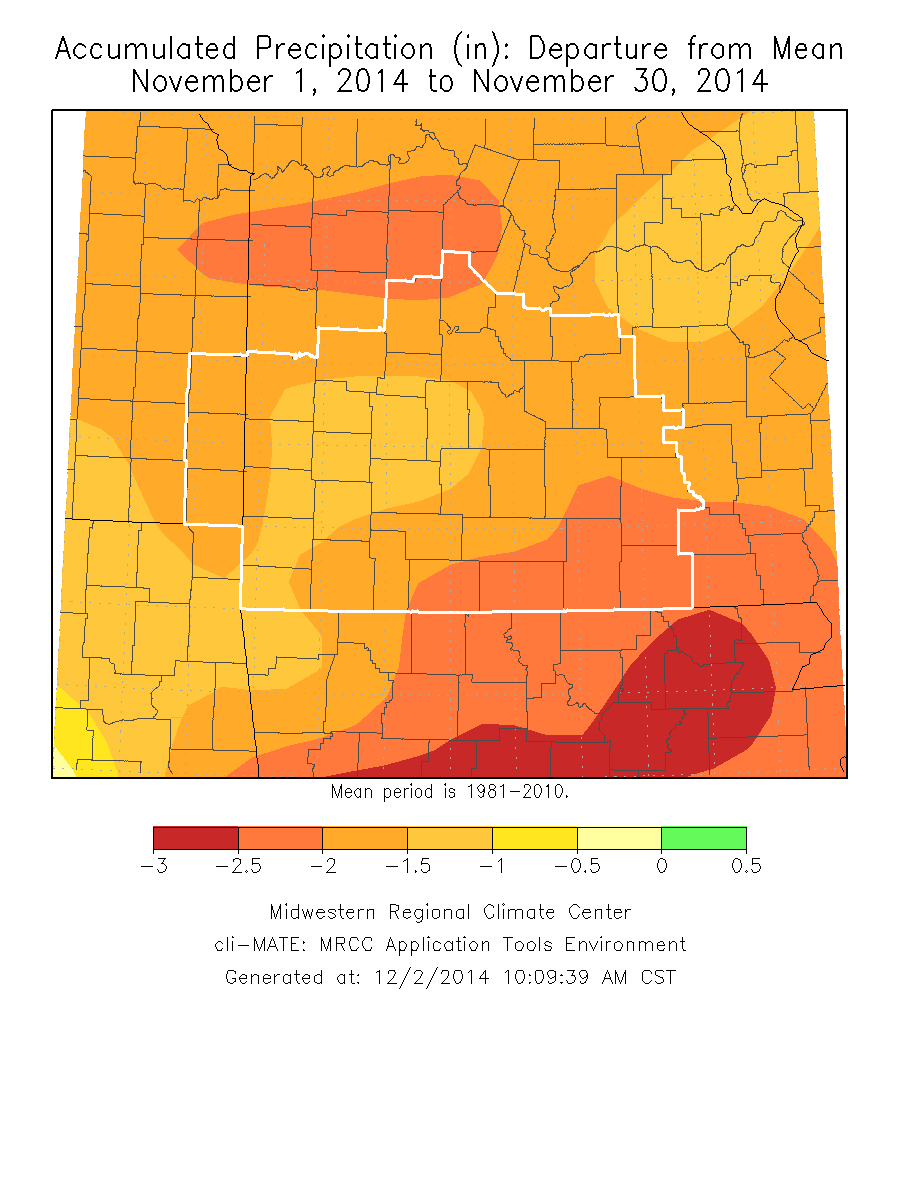 November 2014 Precipitation Departure from Normal