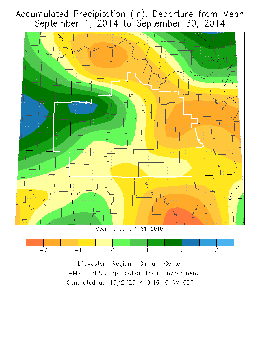 September 2014 Precipitation Departure from Normal