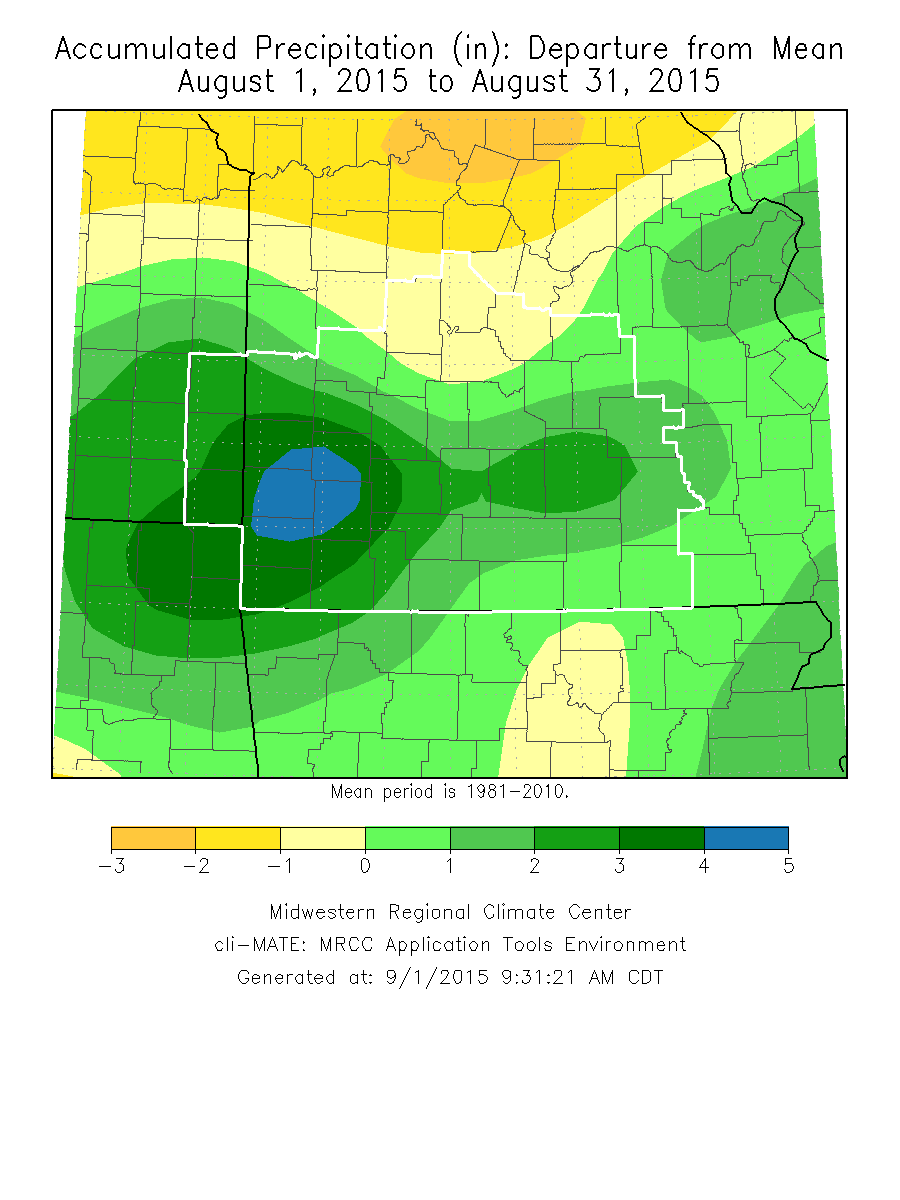 August 2015 Precipitation Departure from Normal