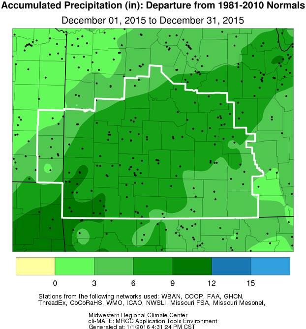 December 2015 Precipitation Departure from Normal