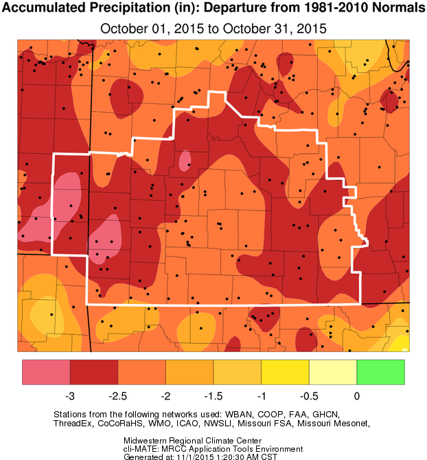 October 2015 Precipitation Departure from Normal