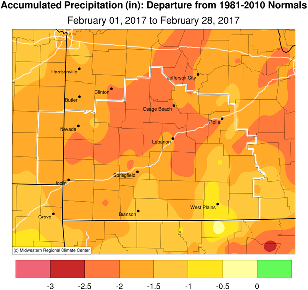 February 2017 Precipitation Departure from Normal