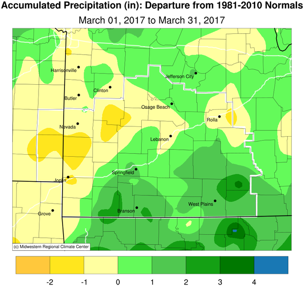 March 2017 Precipitation Departure from Normal