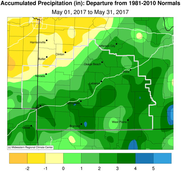 May 2017 Precipitation Departure from Normal