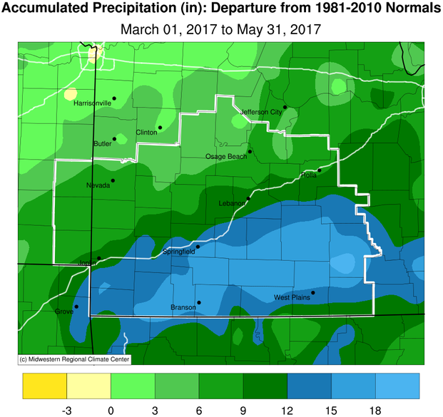 Spring 2017 Precipitation Departure from Normal