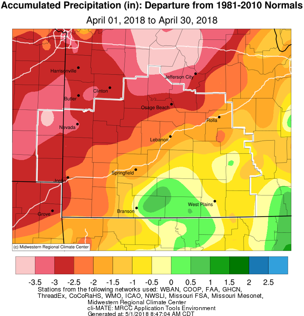 April 2018 Precipitation Departure from Normal