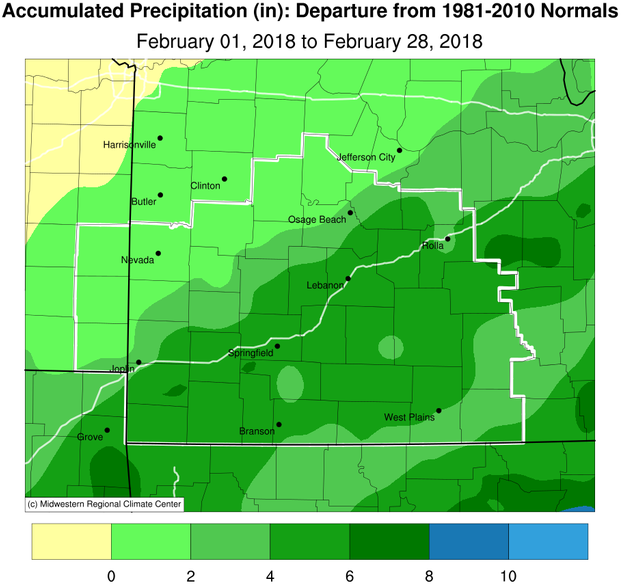 February 2018 Precipitation Departure from Normal