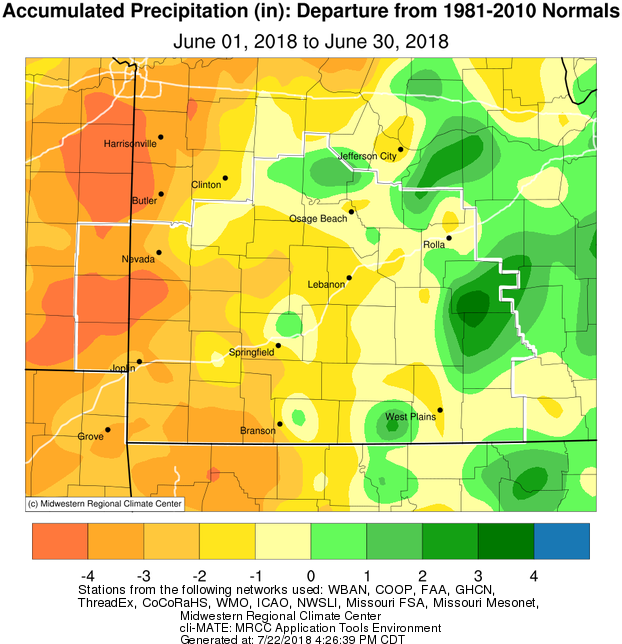 June 2018 Precipitation Departure from Normal