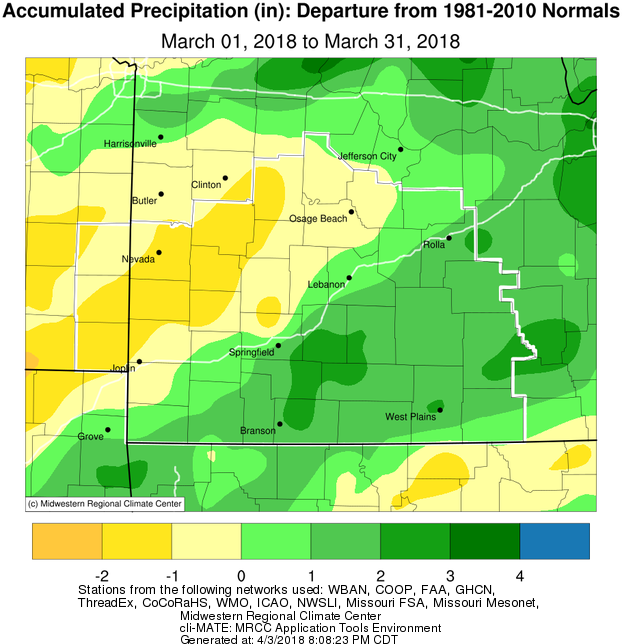 March 2018 Precipitation Departure from Normal