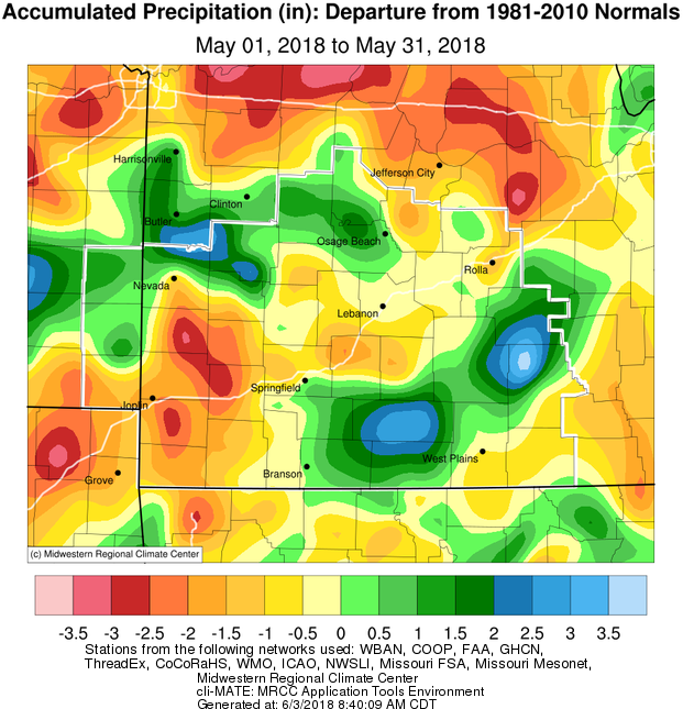 May 2018 Precipitation Departure from Normal