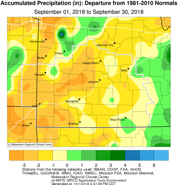 September 2018 Precipitation Departure from Normal