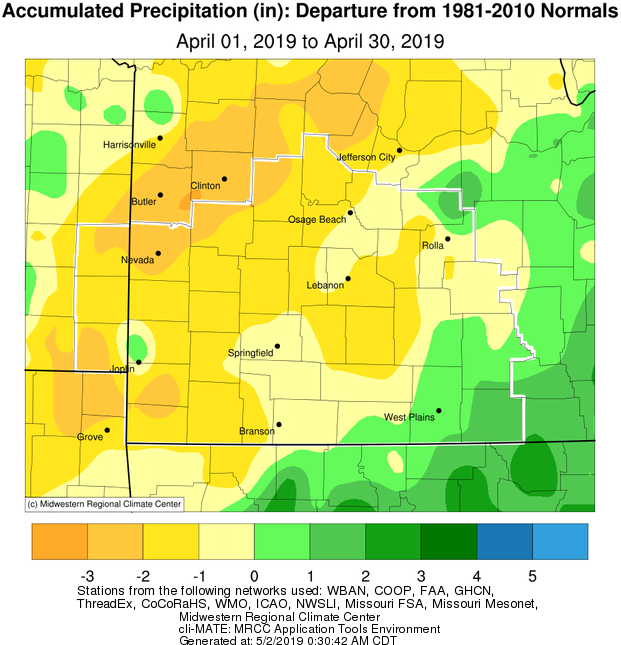 April 2019 Precipitation Departure from Normal