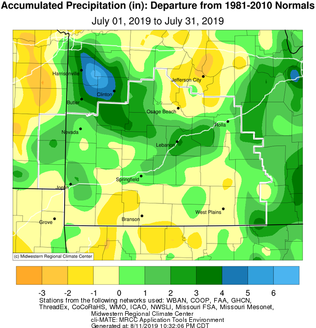 July 2019 Precipitation Departure from Normal