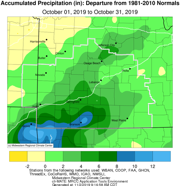 October 2019 Precipitation Departure from Normal