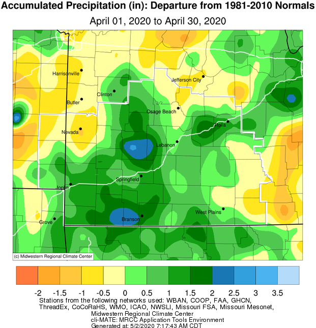 April 2020 Precipitation Departure from Normal
