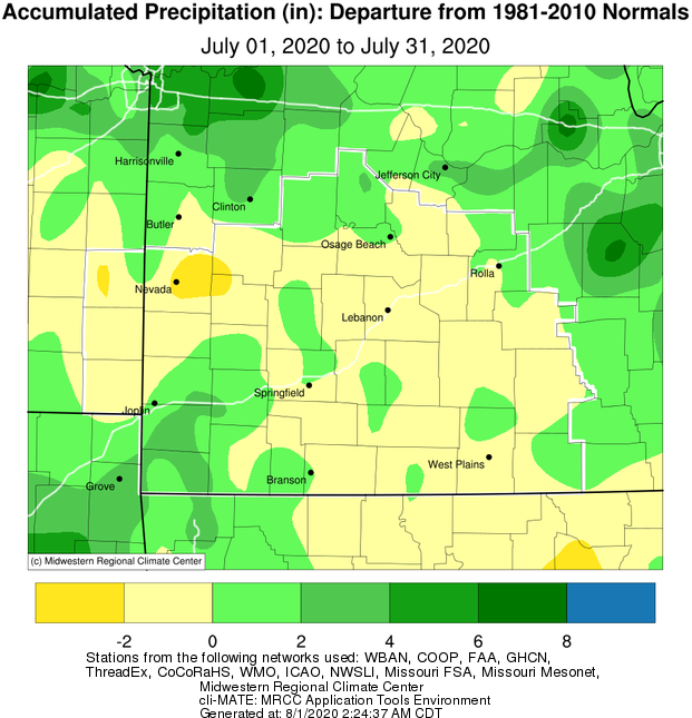 July 2020 Precipitation Departure from Normal