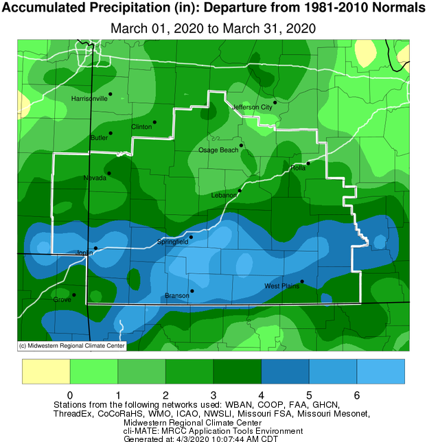 March 2020 Precipitation Departure from Normal