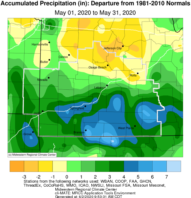 May 2020 Precipitation Departure from Normal