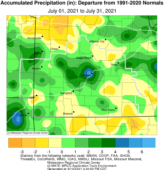 July 2021 Precipitation Departure from Normal