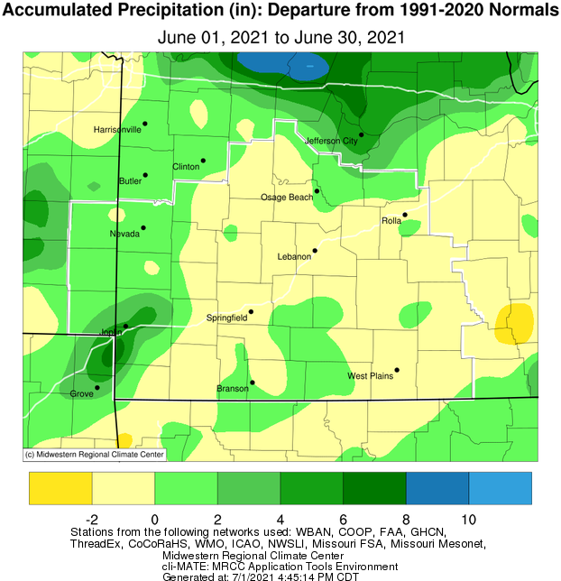 June 2021 Precipitation Departure from Normal