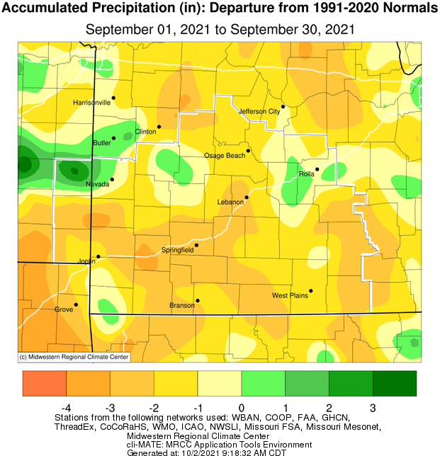 September 2021 Precipitation Departure from Normal