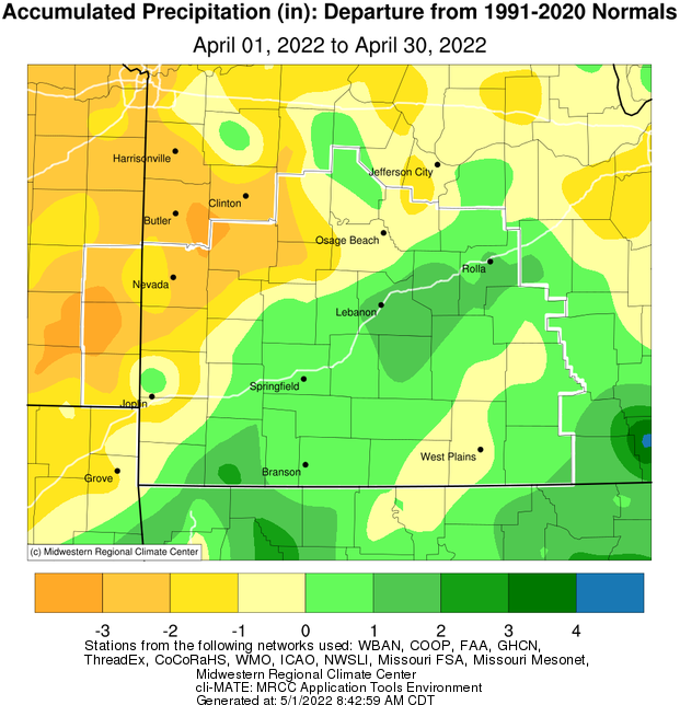 April 2022 Precipitation Departure from Normal