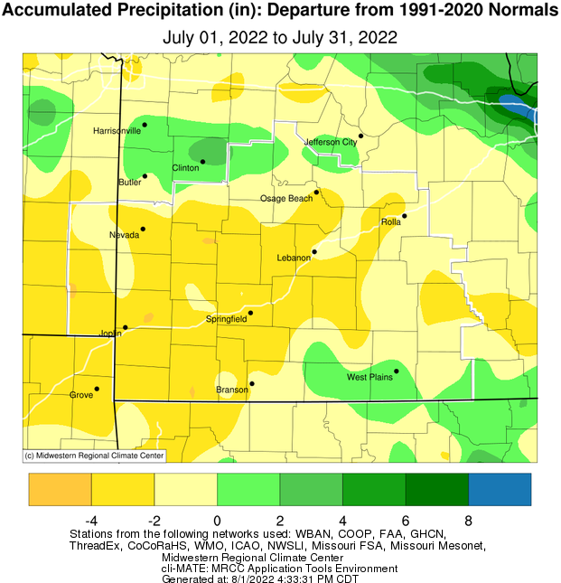 July 2022 Precipitation Departure from Normal
