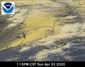 Satellite image during the tornado outbreak