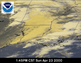 Satellite image during the tornado outbreak