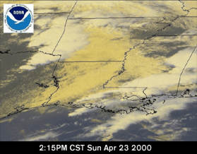 Satellite image during the tornado outbreak