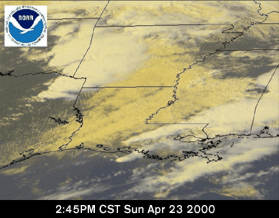 Satellite image during the tornado outbreak