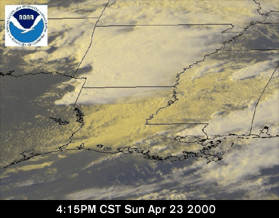 Satellite image during the tornado outbreak