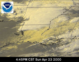 Satellite image during the tornado outbreak