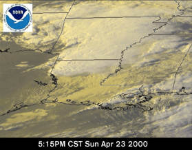 Satellite image during the tornado outbreak