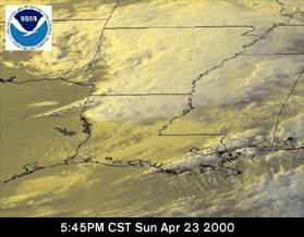 Satellite image during the tornado outbreak