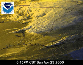 Satellite image during the tornado outbreak