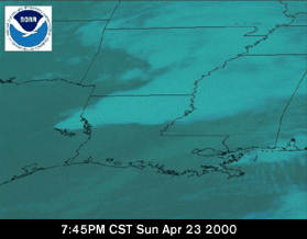 Satellite image during the tornado outbreak