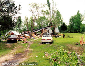 Tornado damage near Stagecoach Road in south Shreveport