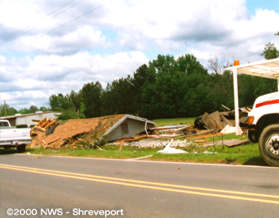 Tornado damage near Stagecoach Road in south Shreveport