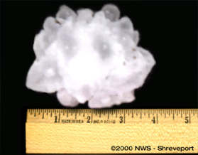Hail up to 4 inches in diameter fell in the Southern Trace subdivision of Shreveport