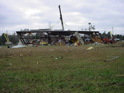 Damaged fire station in Lawson, AR