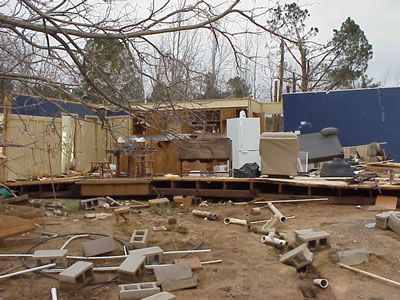 Major damage to a home near Lake Claiborne
