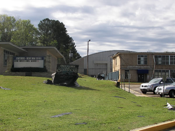 Damage to Jonesboro-Hodge High School