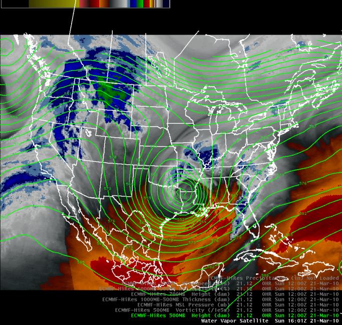 Water vapor imagery showing the upper trough over Northwest Louisiana